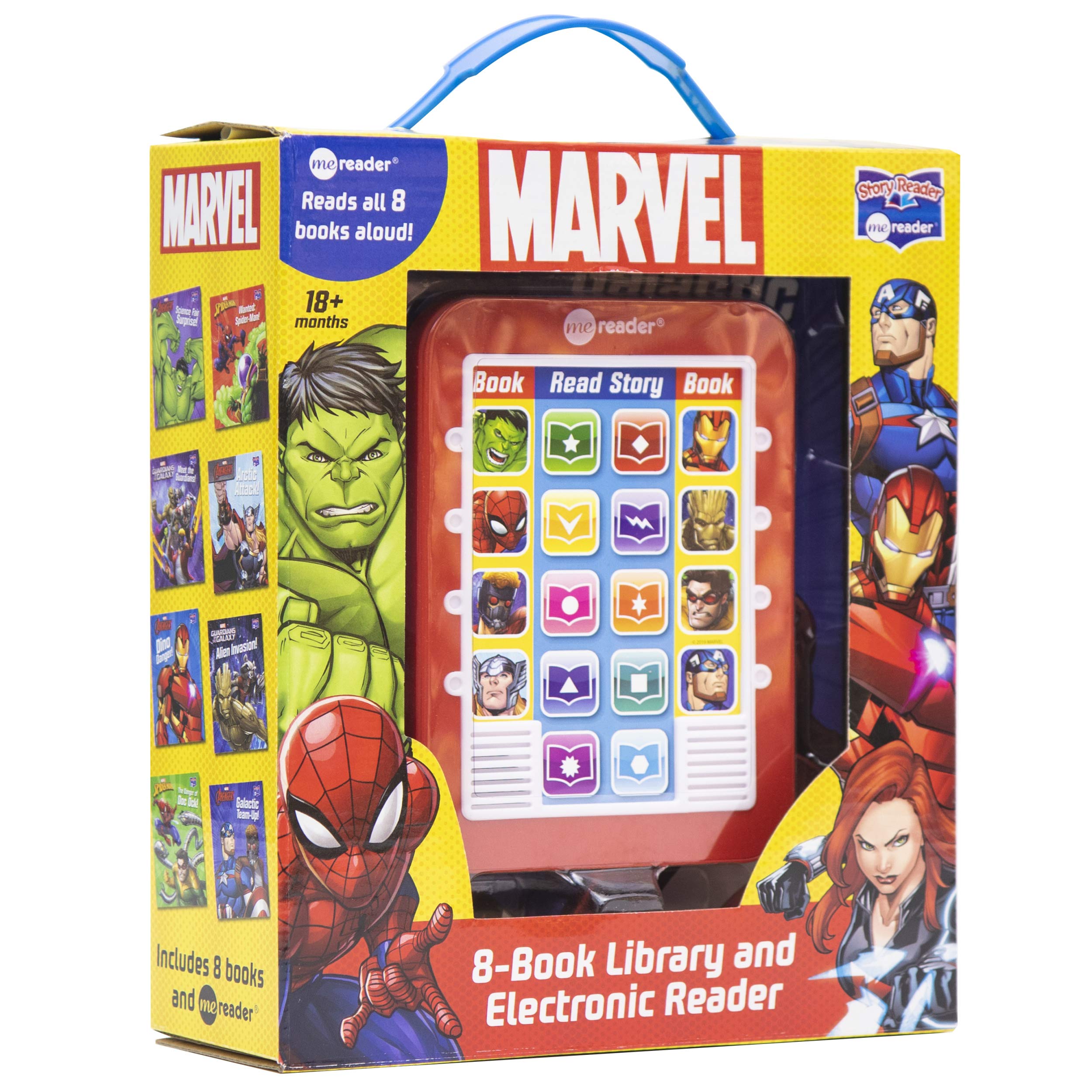 Marvel Super Heroes Spiderman, Avengers, Guardians, and More!  Me Reader Electronic Reader with 8 Book Library  PI Kids,Used