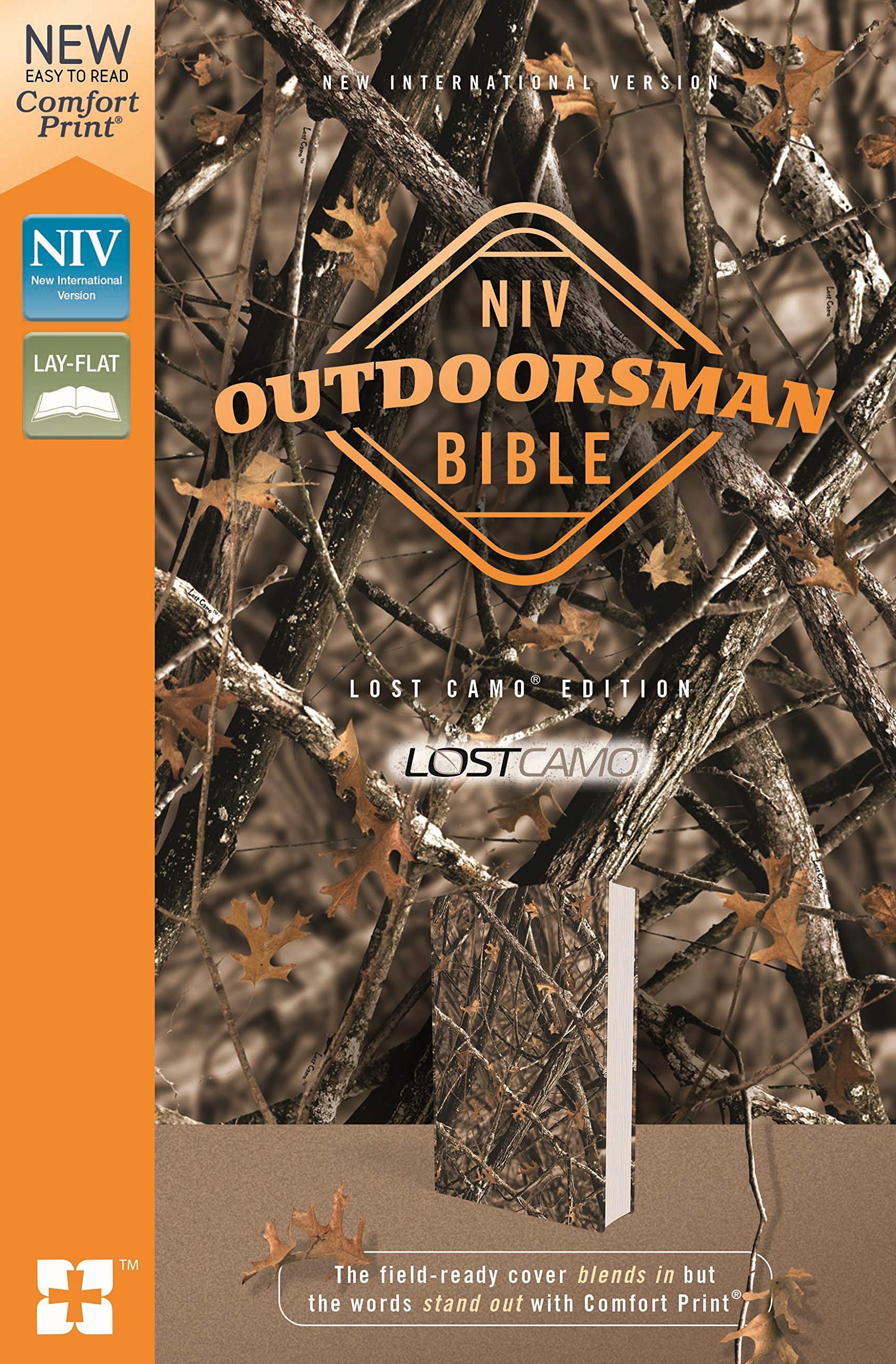 Niv, Outdoorsman Bible, Lost Camo Edition, Leathersoft, Red Letter, Comfort Print: The Fieldready Cover Blends In But The Words