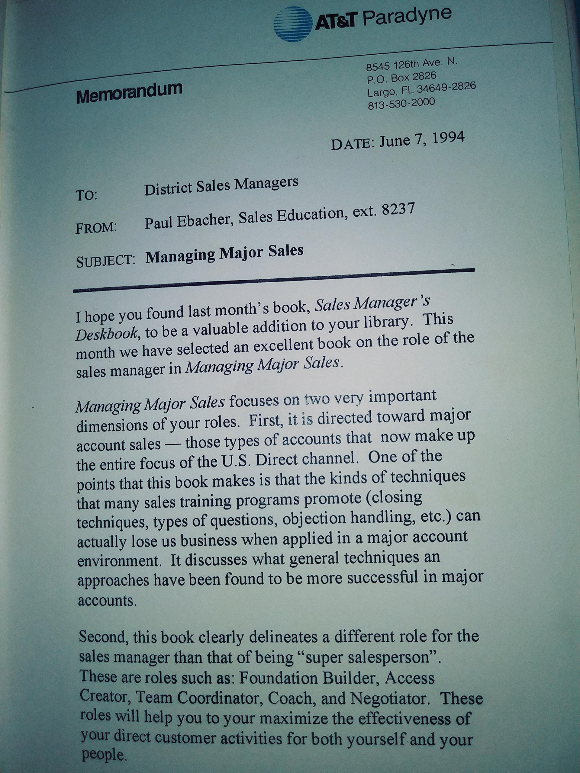 Managing Major Sales: Practical Strategies for Improving Sales Effectiveness,New