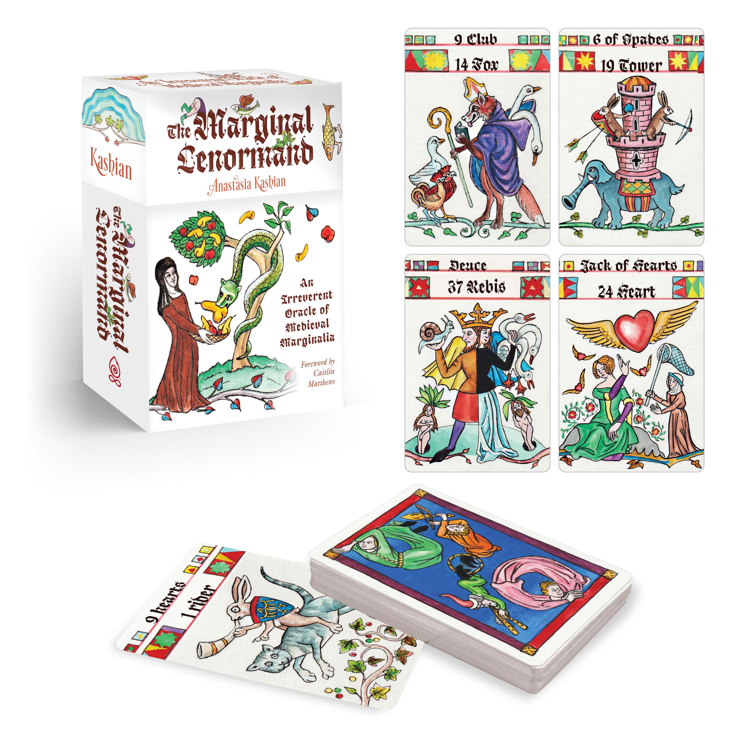The Marginal Lenormand: An Irreverent Oracle Of Medieval Marginalia (Lenormand Box Set With 37 Cards And Guide Book)