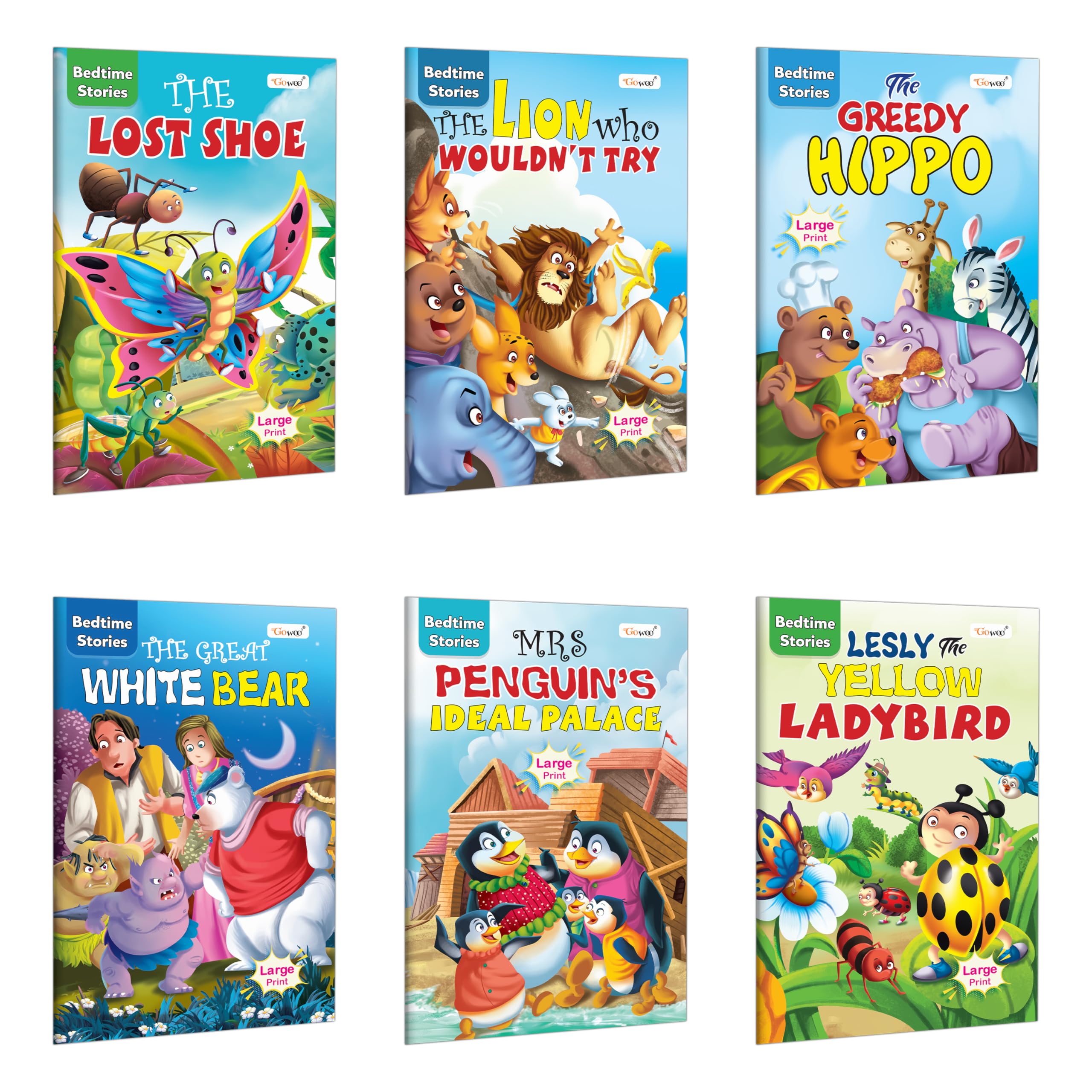 The Lost Shoe, The Lion Who WouldnT Try, The Greedy Hippo, The Great White Bear And More - Bedtime Stories :- Picture Story Books For Children, Storybooks For Early Learning | Pack Of 6 Books