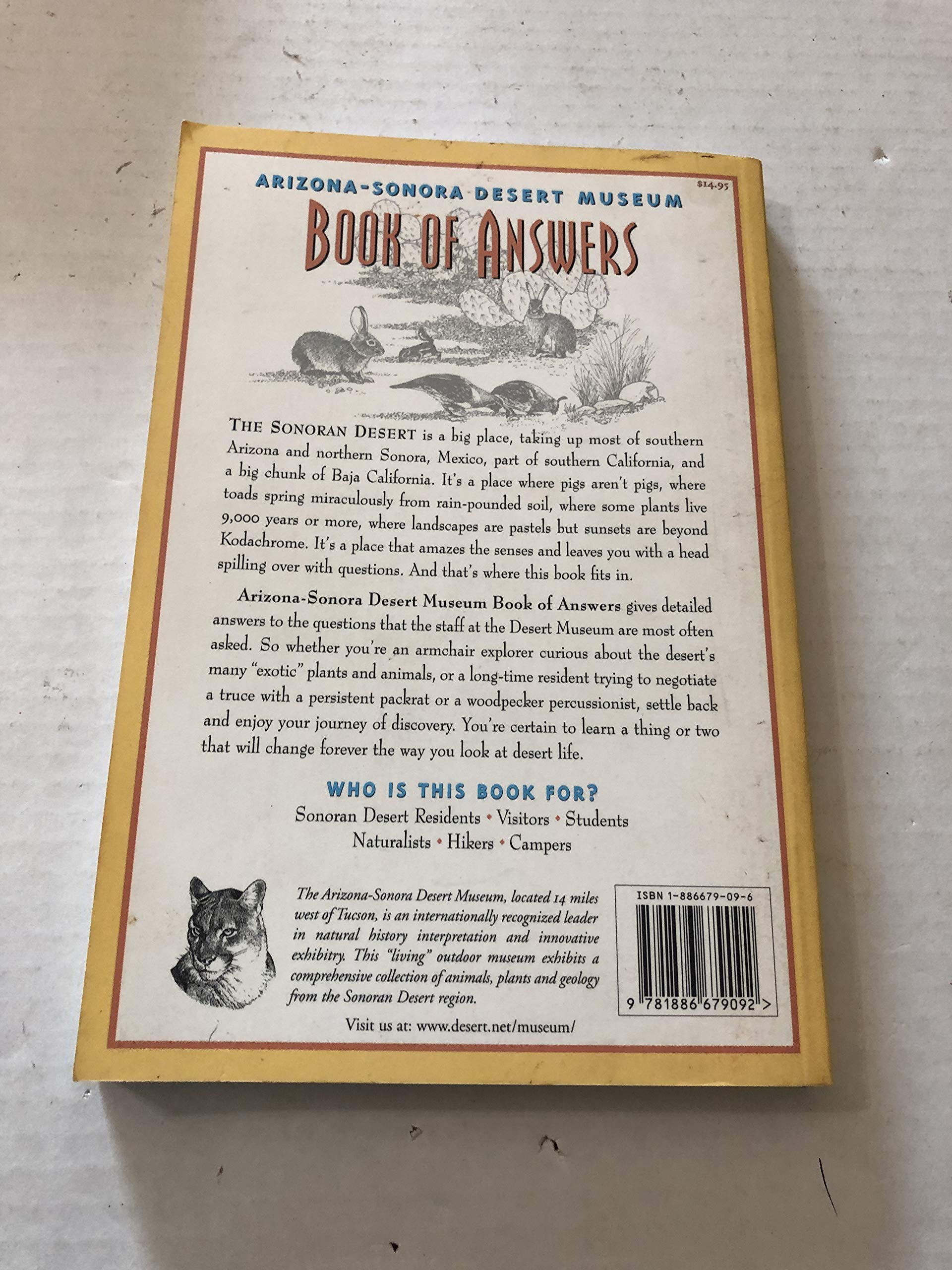 Arizonasonora Desert Museum Book Of Answers,Used