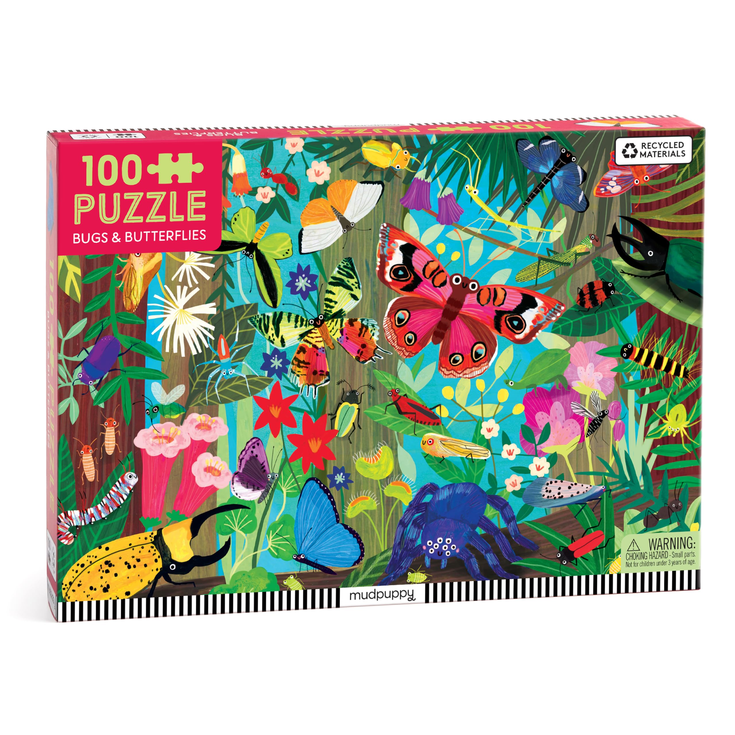 Mudpuppy Bugs & Butterflies  100 Piece Jigsaw Puzzle With Colorful And Fun Illustrations Of Bugs And Butterflies For Children A