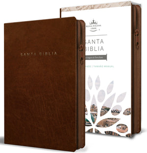 Biblia Reina Valera 1960 letra grande. Smil piel canela, cremallera, tamao manual / Spanish Bible RVR 1960. Handy Size, Large Pr