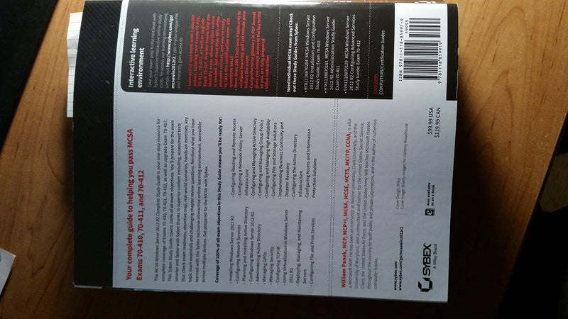 MCSA Windows Server 2012 R2 Complete Study Guide: Exams 70410, 70411, 70412,Used