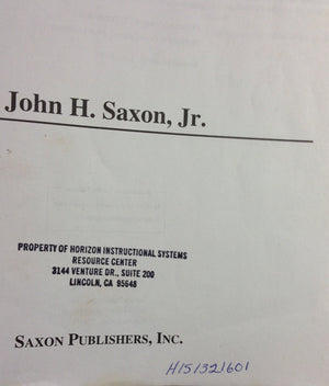 Algebra 1: An Incremental Development (Saxon Algebra),Used