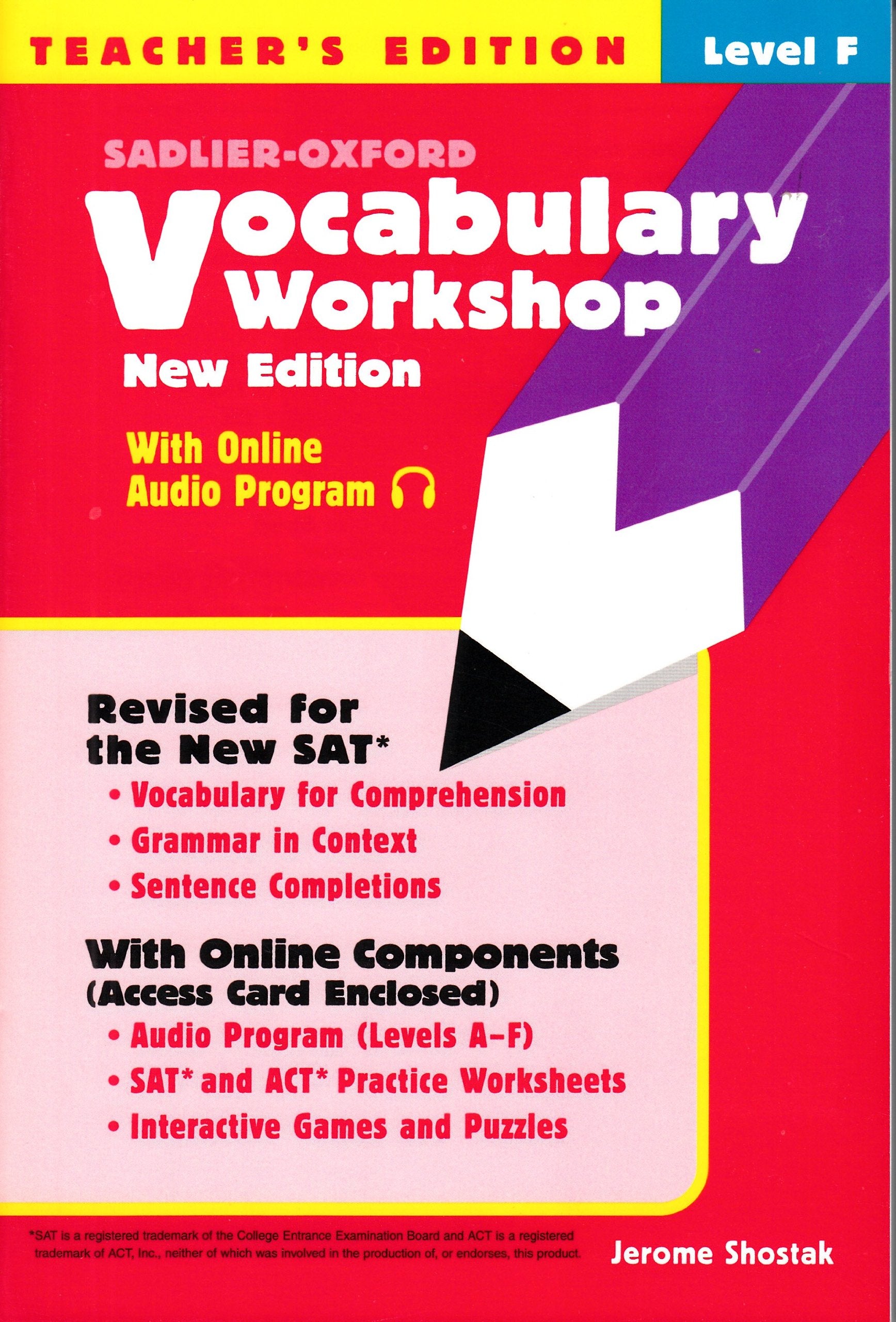 Vocabulary Workshop Level F  Teacher's Edition,Used