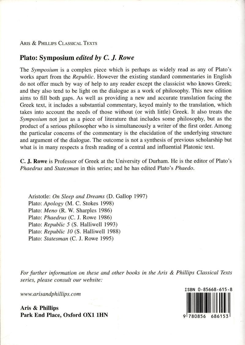 Plato: Symposium (Aris & Phillips Classical Texts),New
