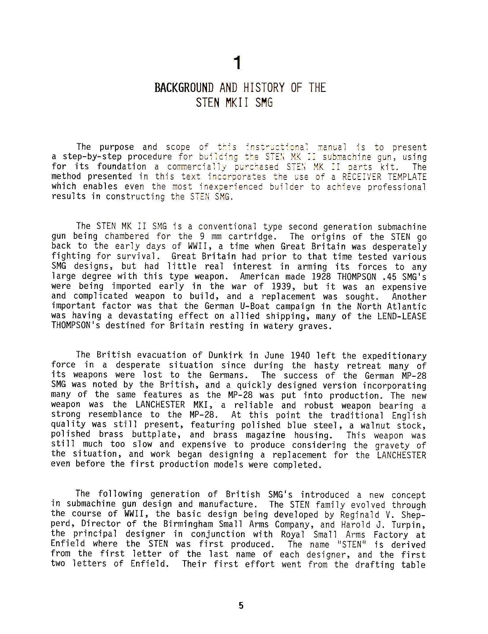 Sten Mk II Construction Manual,New