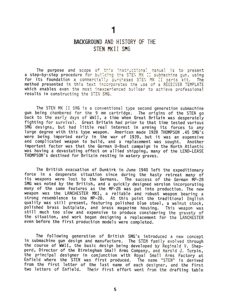 Sten Mk II Construction Manual,New