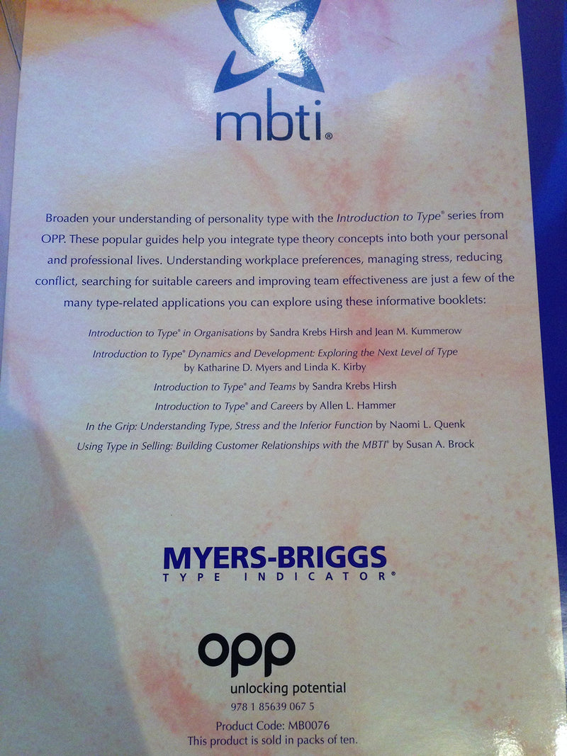 An Introduction to Type: A Guide to Understanding Your Results on the MyersBriggs Type Indicator: European English Version,Used