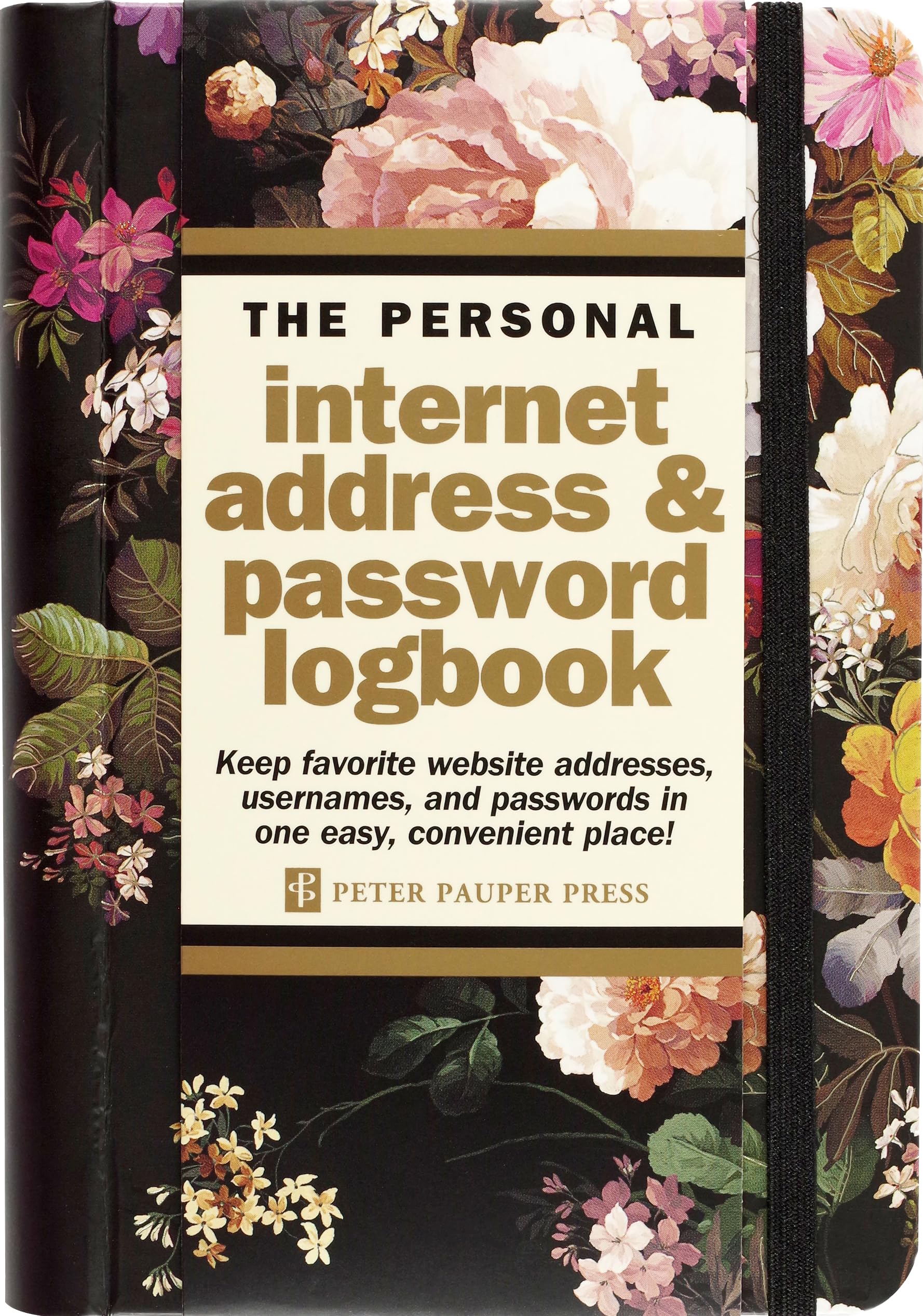 Midnight Floral Internet Address & Password Logbook,Used
