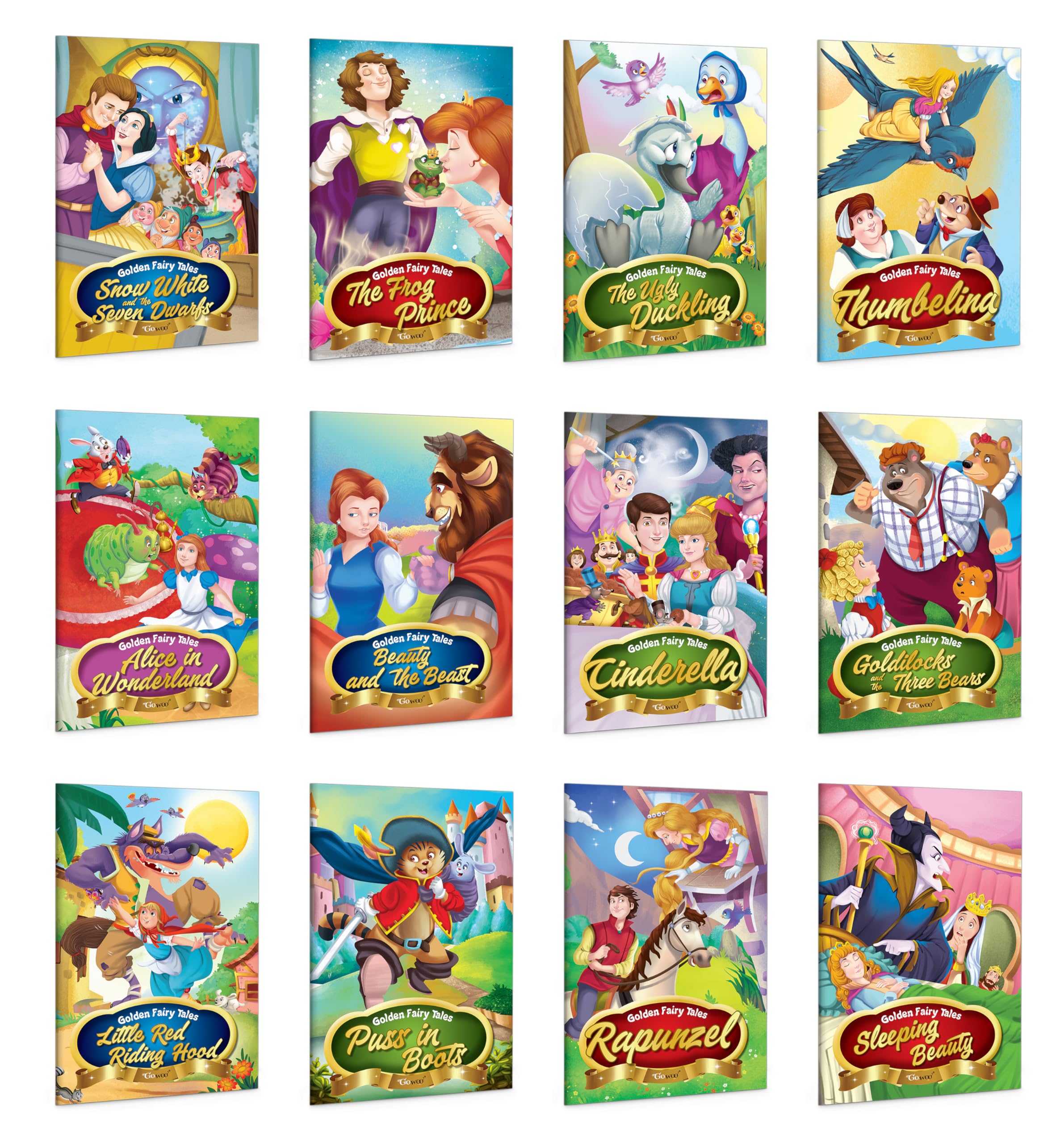 A Treasury Of Timeless Fairy Tales For Kids : Alice In Wonderland, Puss In Boots, The Ugly Duckling, The Frog Prince And More - Magical Fairy Tales, Story Books For Kids | Pack Of 12 Books