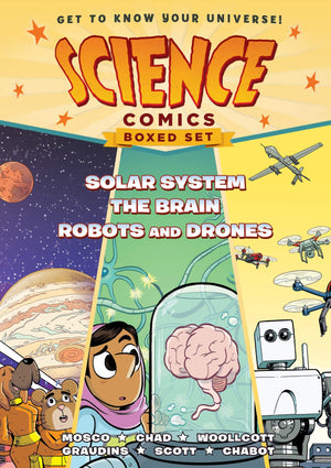 Science Comics Boxed Set: Solar System, The Brain, and Robots and Drones,Used