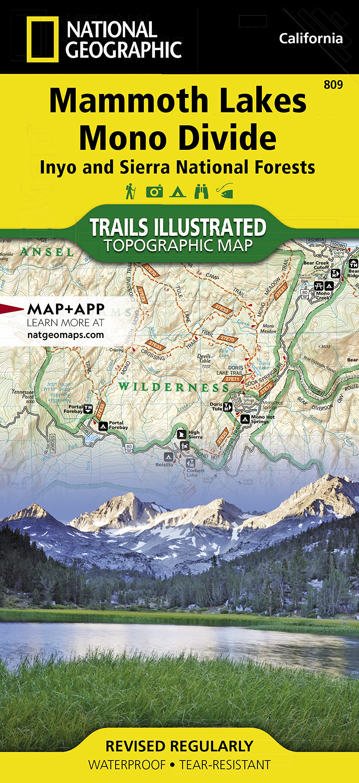 Mammoth Lakes, Mono Divide Map [Inyo and Sierra National Forests] (National Geographic Trails Illustrated Map, 809),Used