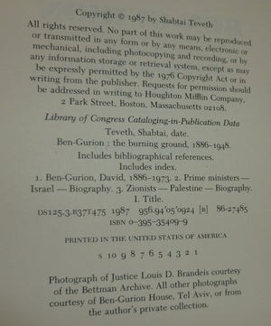 BenGurion: The Burning Ground, 18861948 (English and Hebrew Edition),Used