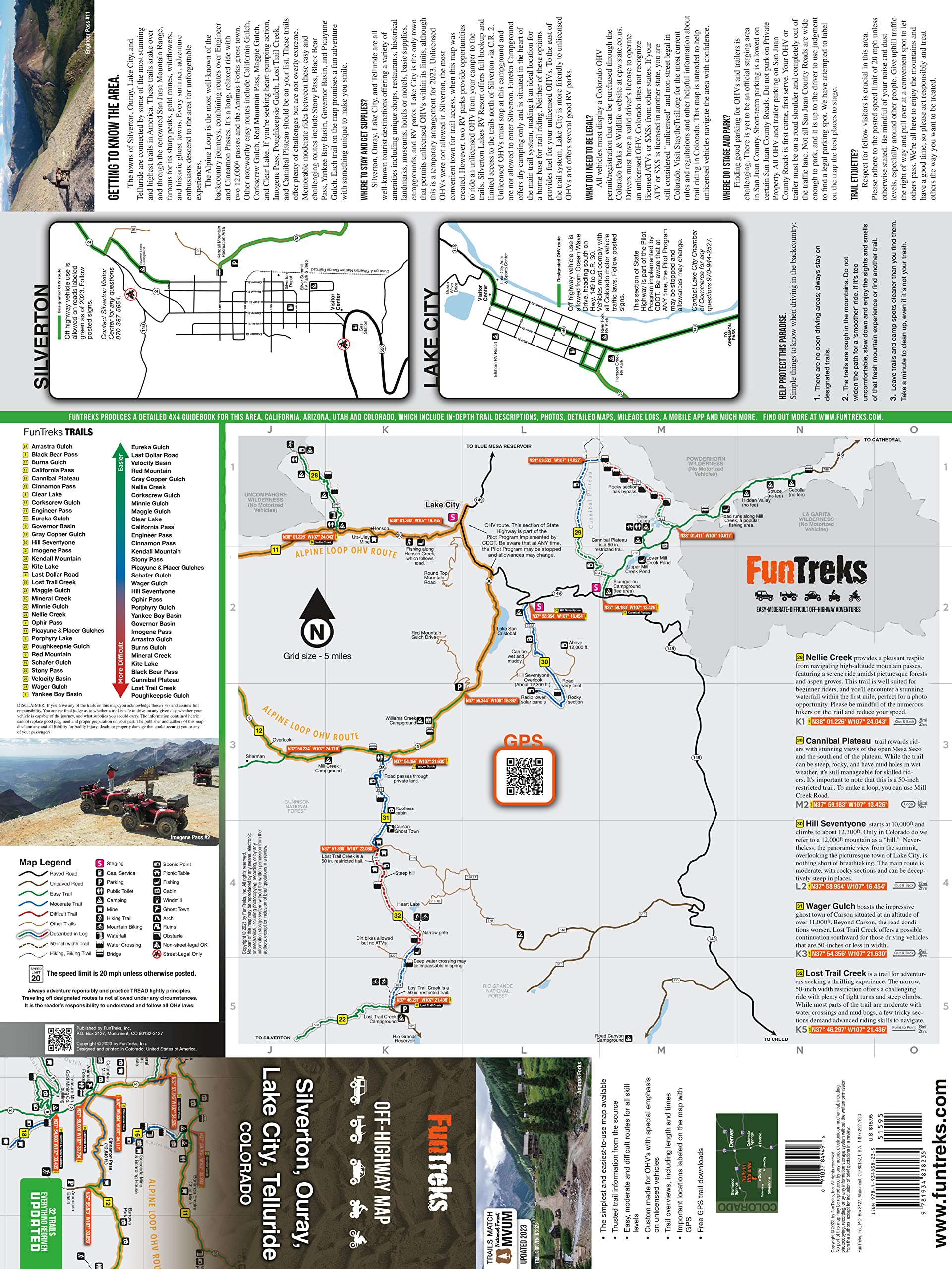 OffHighway Map for Silverton, Ouray, Lake City, Telluride Colorado,New
