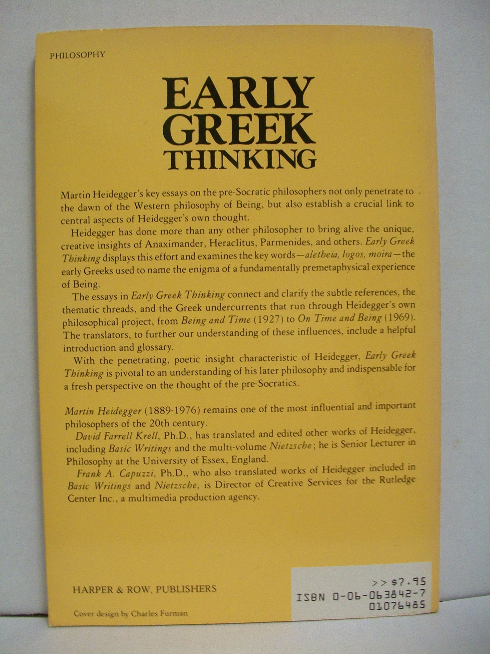 Early Greek Thinking (English and German Edition)