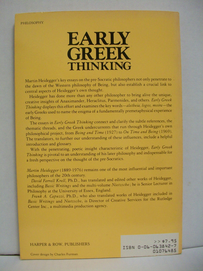 Early Greek Thinking (English and German Edition)