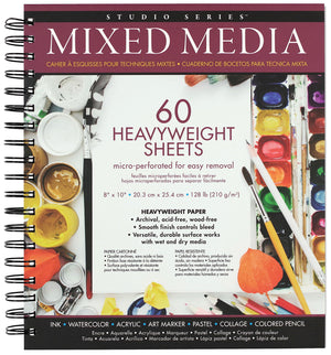 Studio Series Mixed Media Pad 8'' x 10'' (60 heavyweight sheets),Used