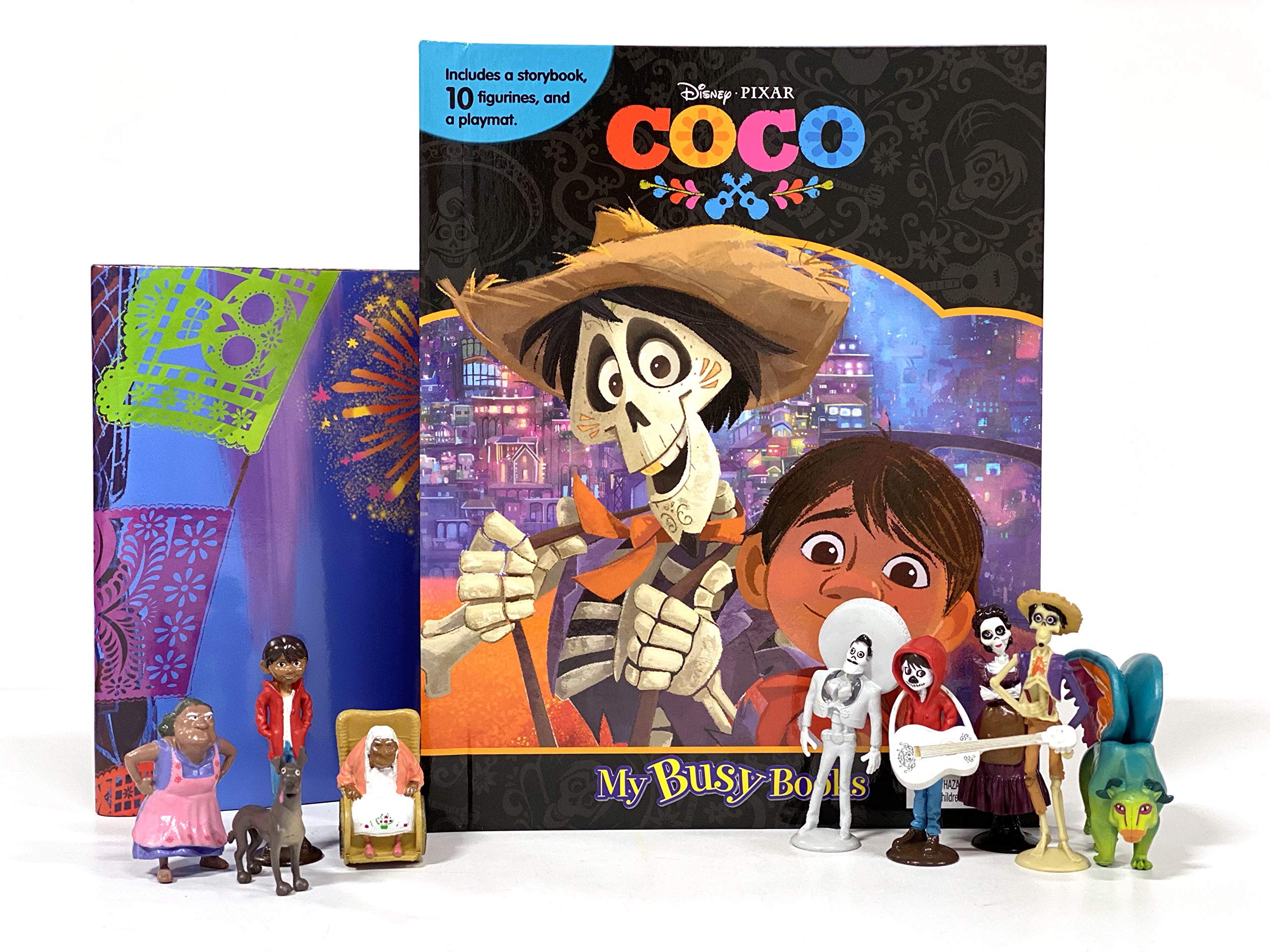 Phidal  Disney/Pixar Coco My Busy Book 10 Figurines and a Playmat,Used