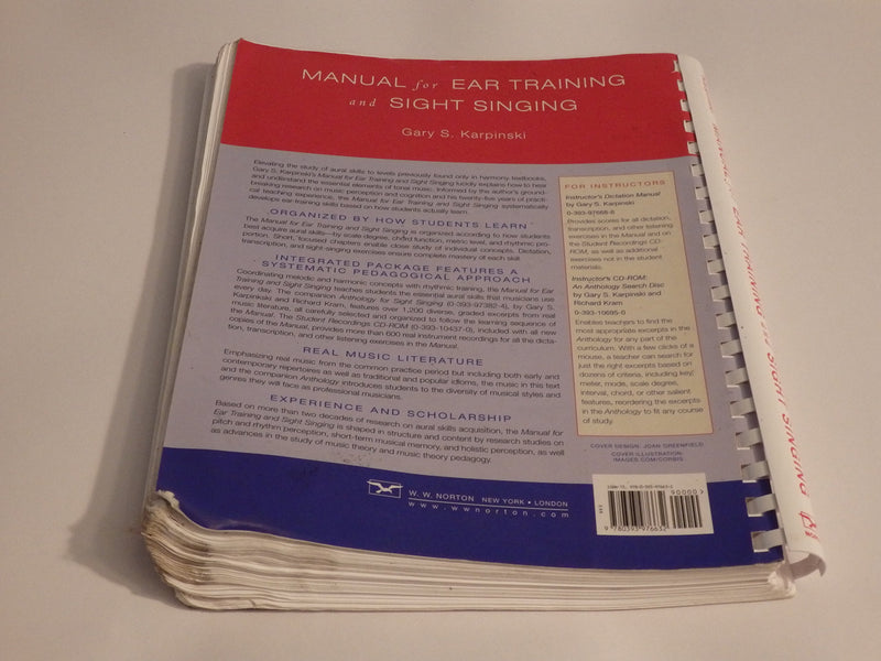 Manual For Ear Training And Sight Singing,Used