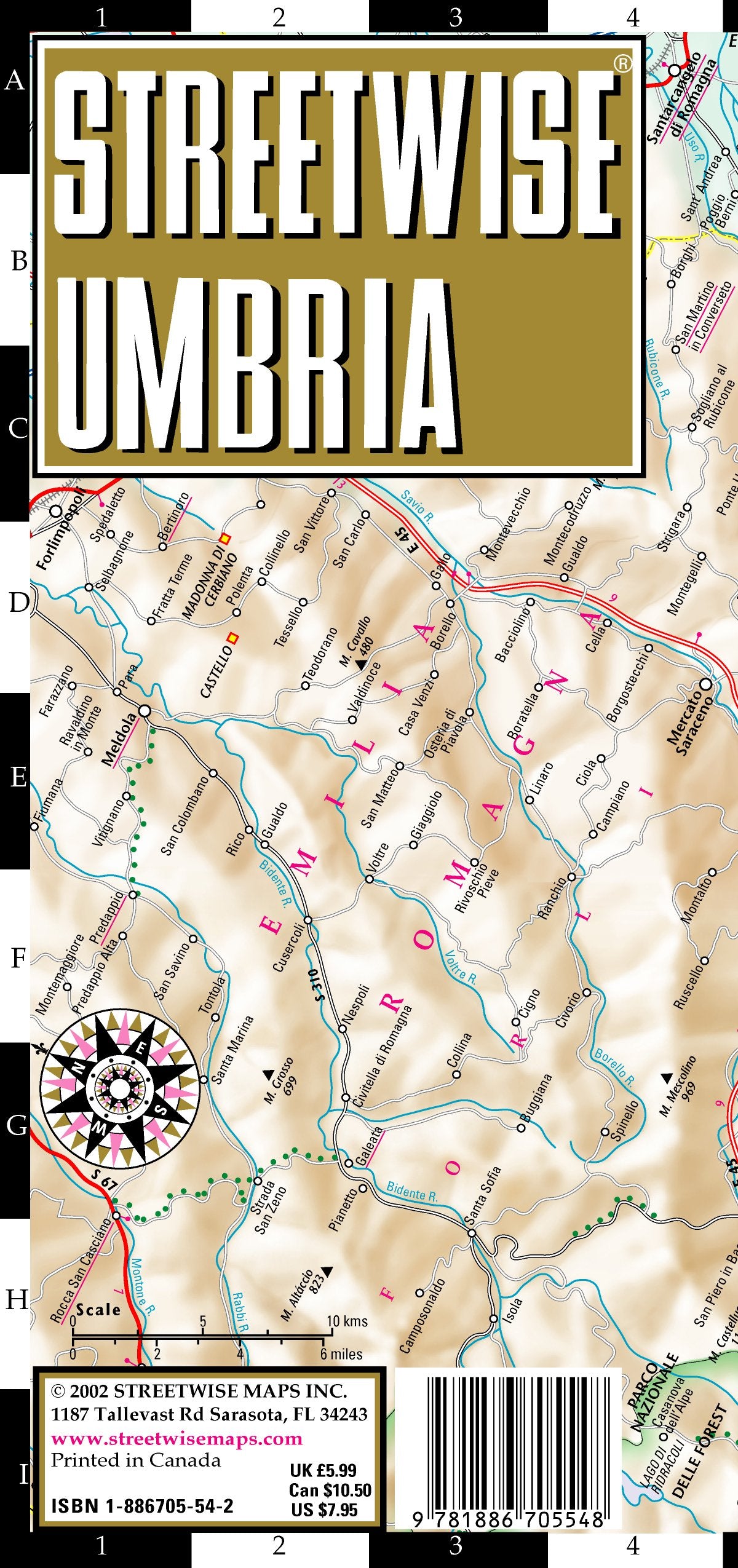 Streetwise Umbria Map  Laminated Road Map of Umbria, Italy  Folding pocket size travel map,Used