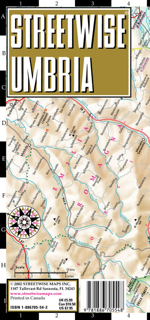 Streetwise Umbria Map  Laminated Road Map of Umbria, Italy  Folding pocket size travel map,Used