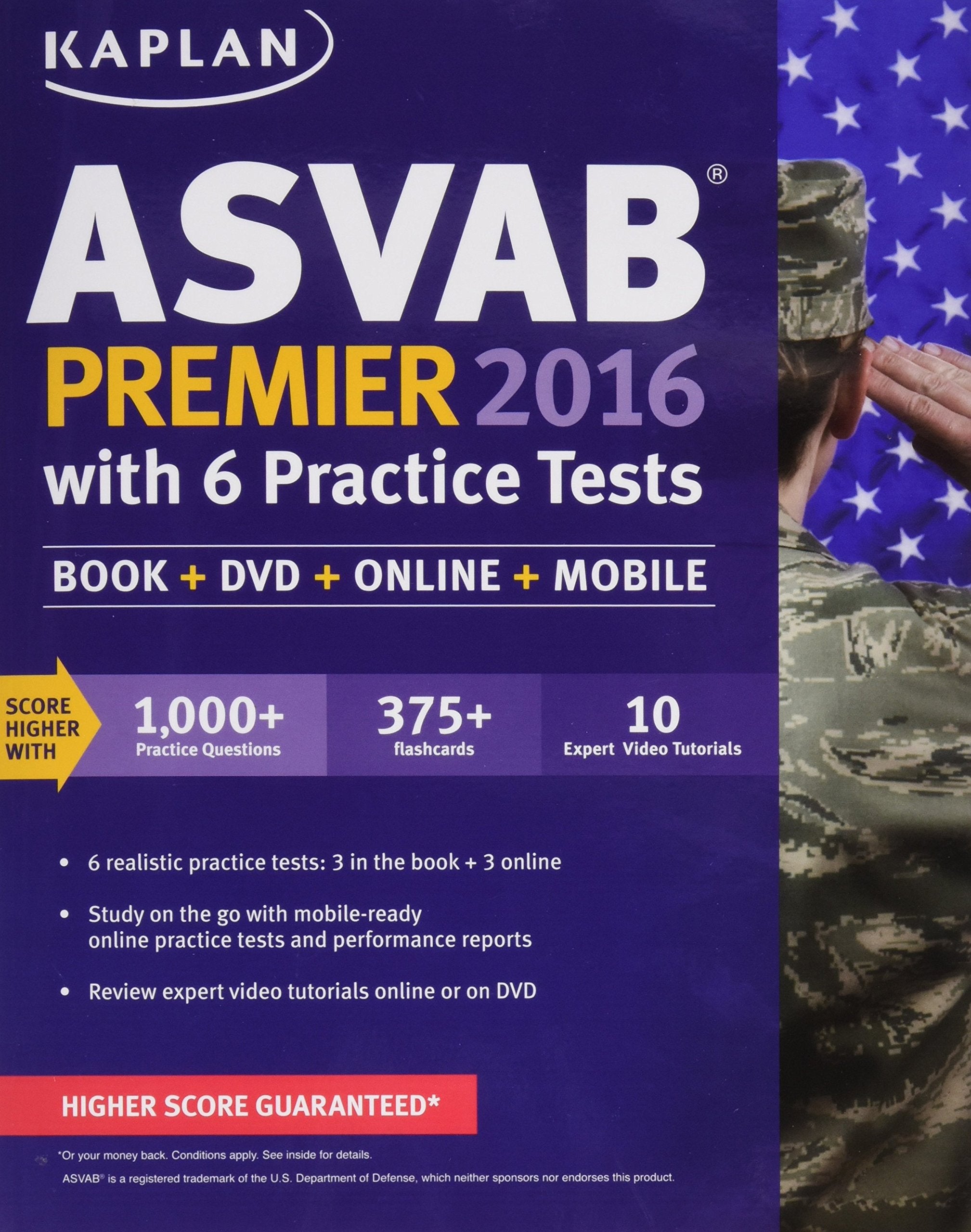 Kaplan ASVAB Premier 2016 with 6 Practice Tests: Book + Online (Kaplan Test Prep),Used