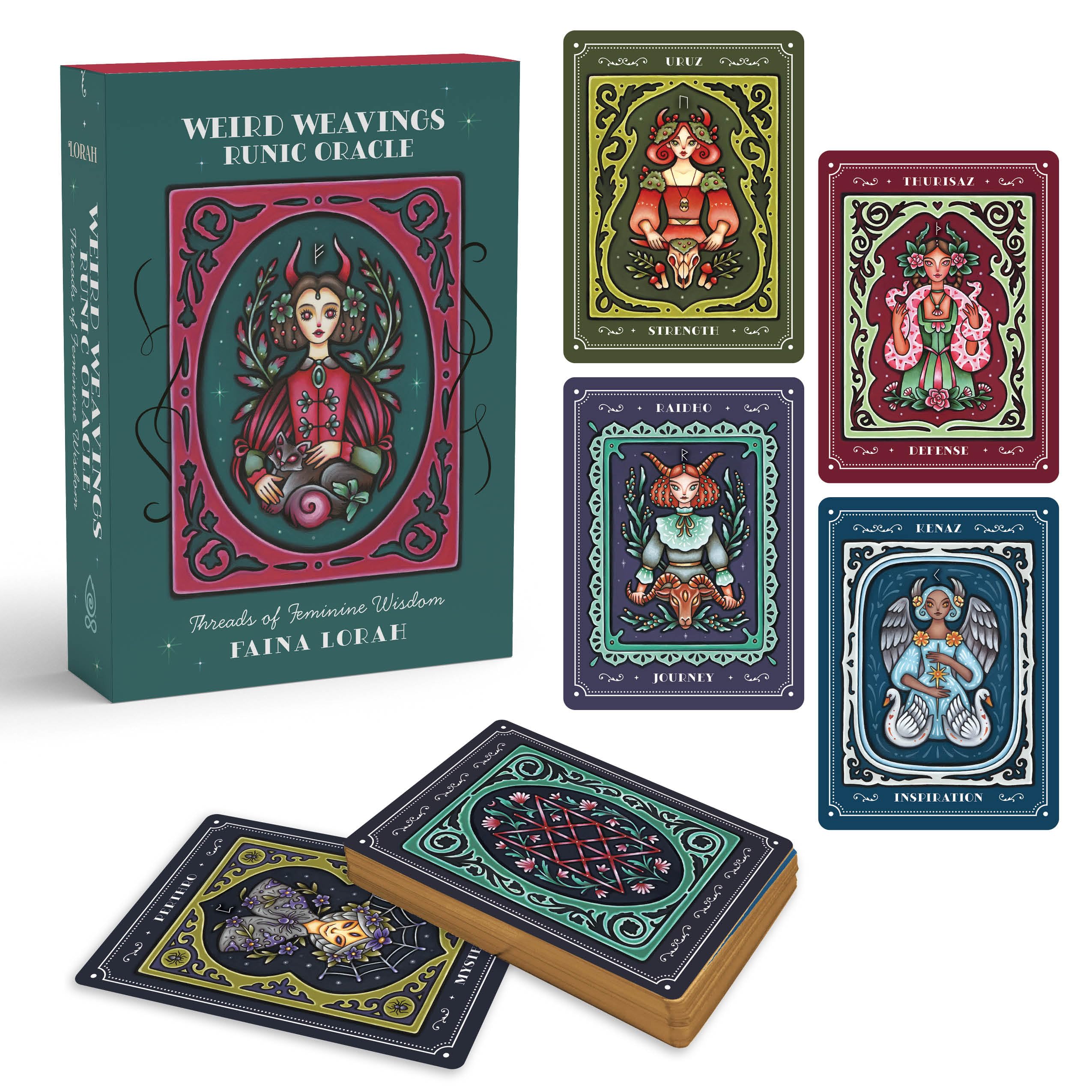Weird Weavings Runic Oracle: Threads Of Feminine Wisdom (Oracle Kit Box Set With 24 Cards And Guide Book)