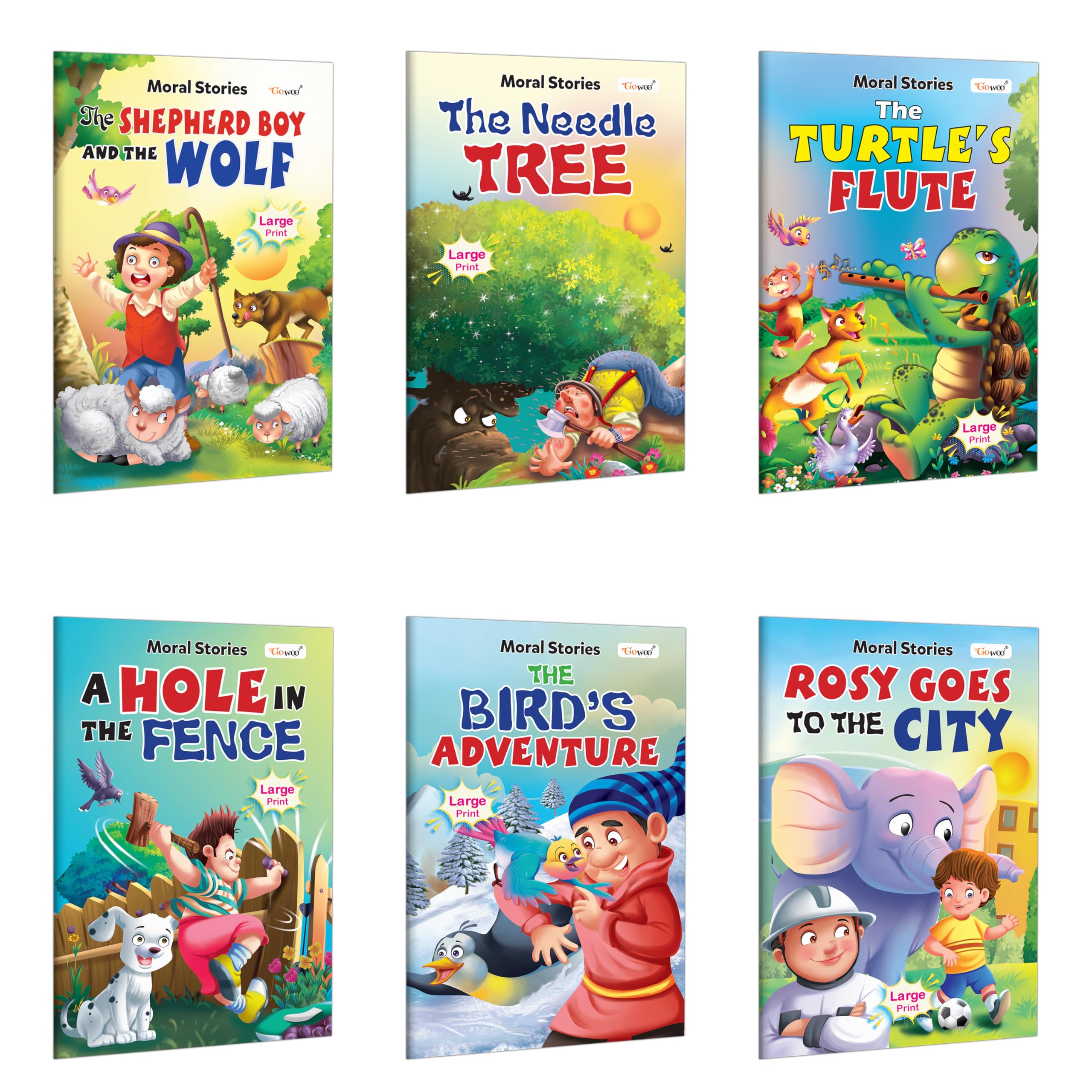 The Shepherd Boy And The Wolf, The Needle Tree, Turtle Flute, A Hole In The Fence And More - Moral Stories :- Children English Story Books With Pictures, Preschool Story Books | Combo Of 6 Books