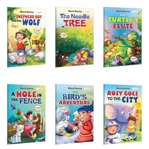 The Shepherd Boy And The Wolf, The Needle Tree, Turtle Flute, A Hole In The Fence And More - Moral Stories :- Children English Story Books With Pictures, Preschool Story Books | Combo Of 6 Books