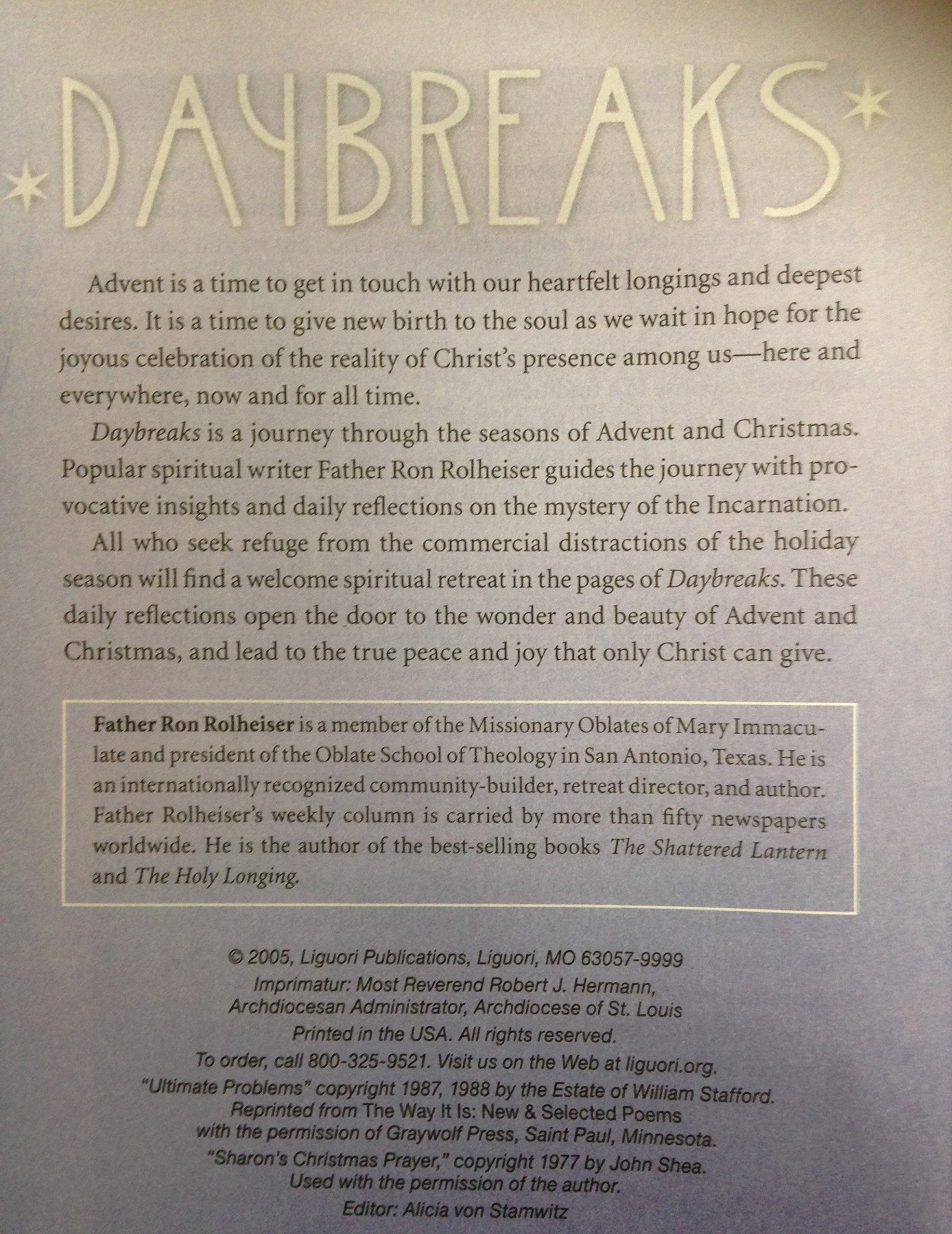 Daybreaks: Daily Reflections for Advent and Christmas,Used