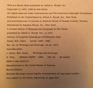 Bob Dylan: Lyrics, 19621985 Includes All of Writings and Drawings,Used