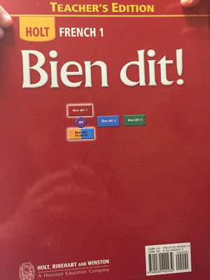 Holt French 1: Bien dit! Teacher's Edition,Used