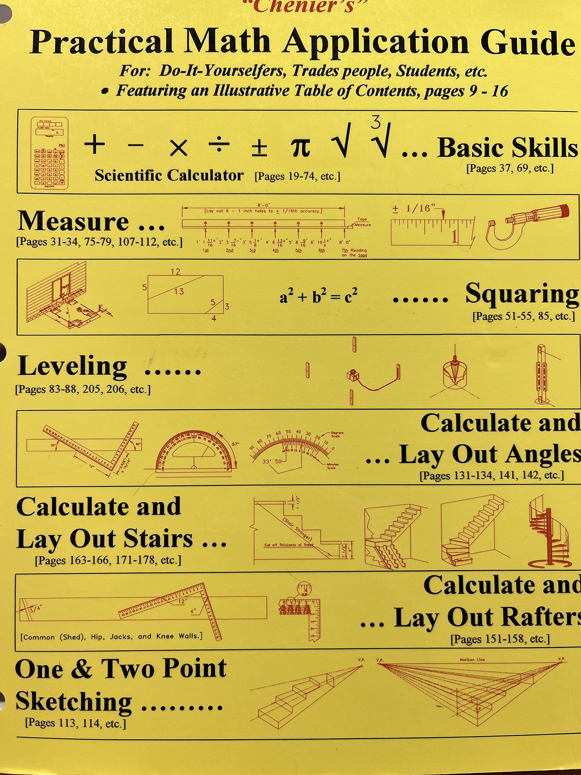 Chenier's Practical Math Application Guide: For Doityourselfers, Trades People, Students, Etc.,Used
