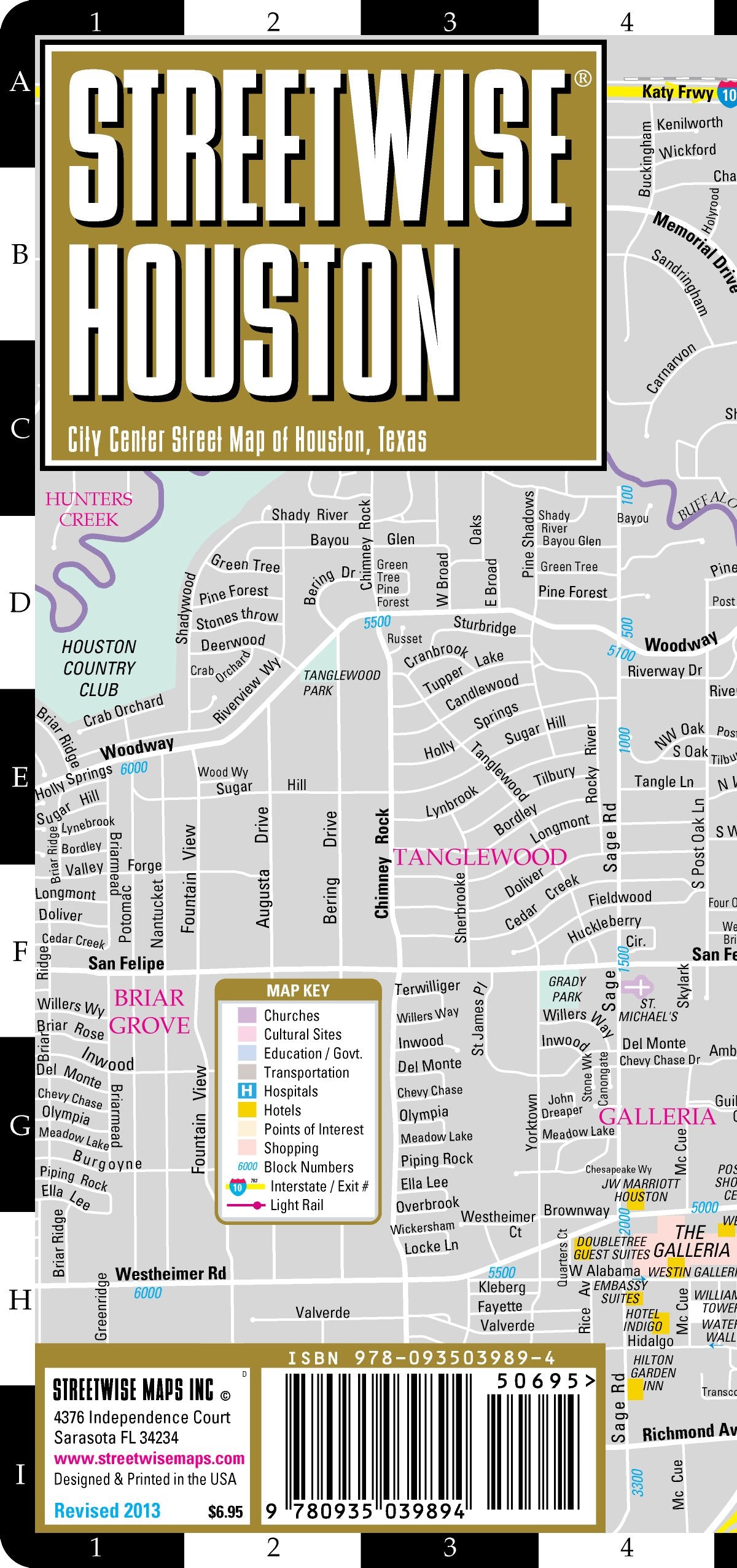 Streetwise Houston Map  Laminated City Center Street Map Of Houston, Texas  Folding Pocket Size Travel Map With Metro Light Ra,Used