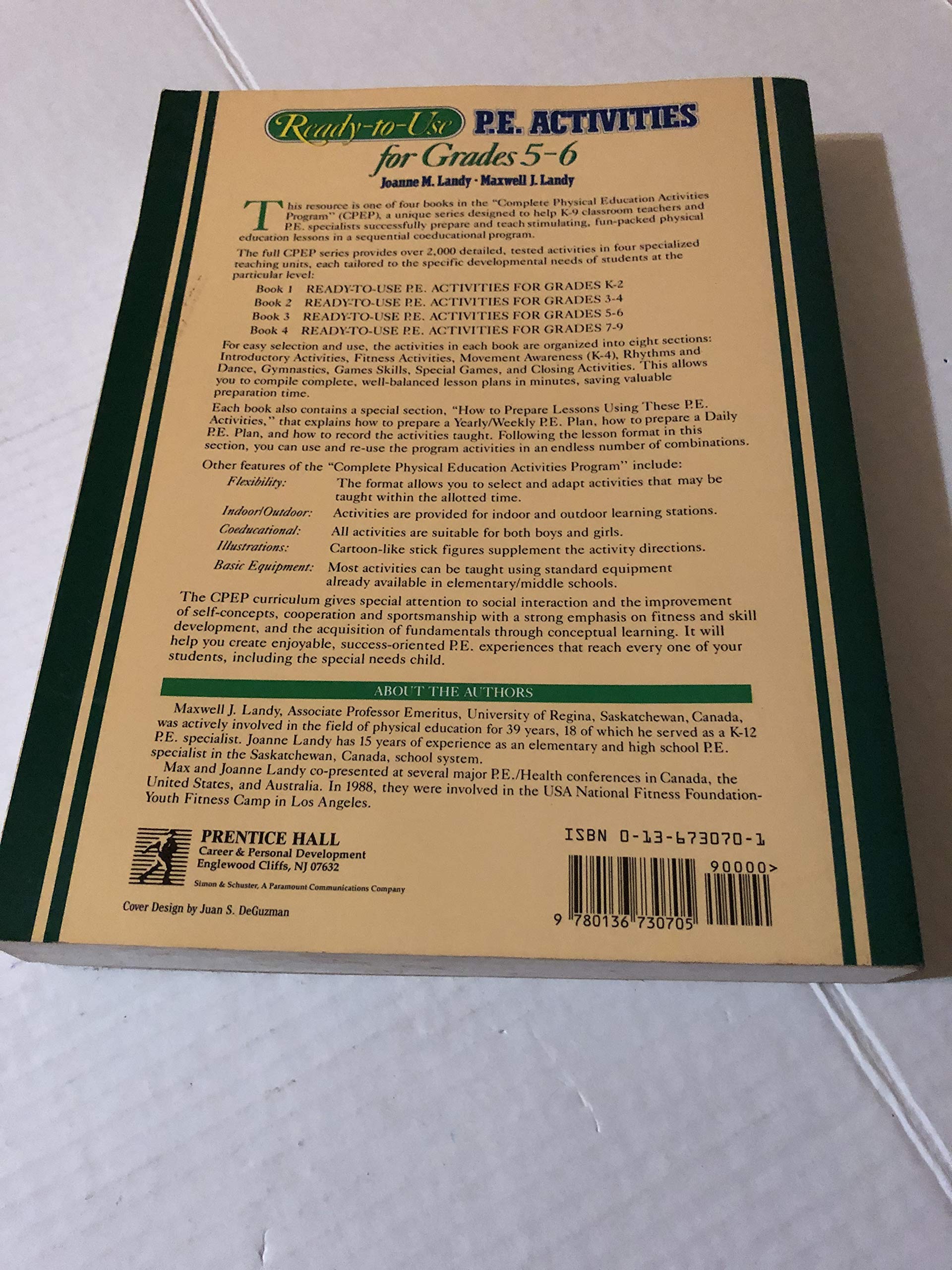 Readytouse P.E. Activities For Grades 56, Book 3-used