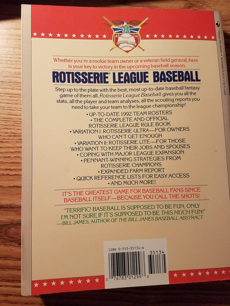 Rotisserie League Baseball, Sixth Editio,Used
