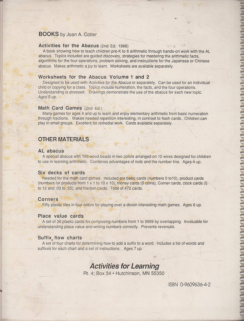 Activities For The Abacus: A Hands On Approach To Arithmetic,New