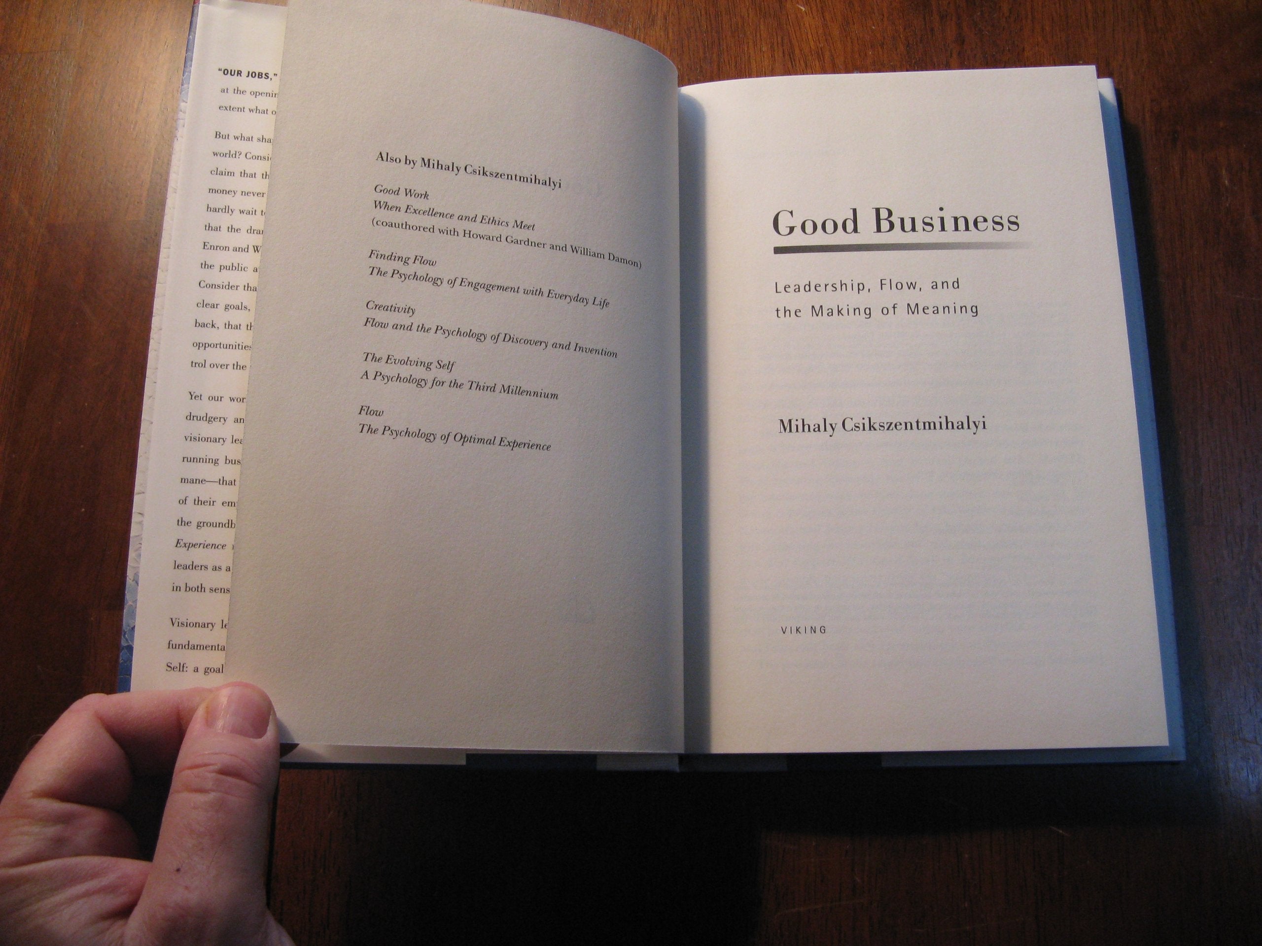 Good Business: Leadership. Flow, and the Making of Meaning,Used