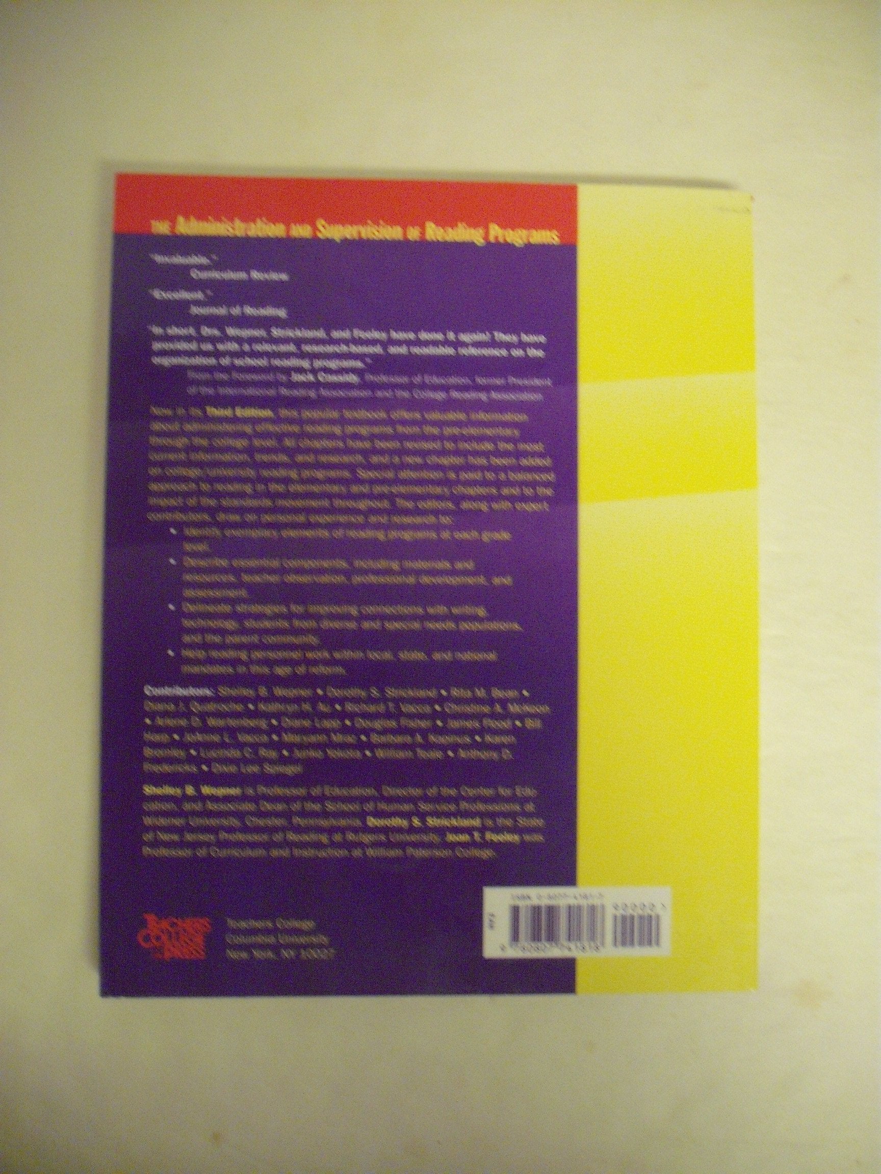 The Administration and Supervision of Reading Programs (Language & Literacy Series),Used