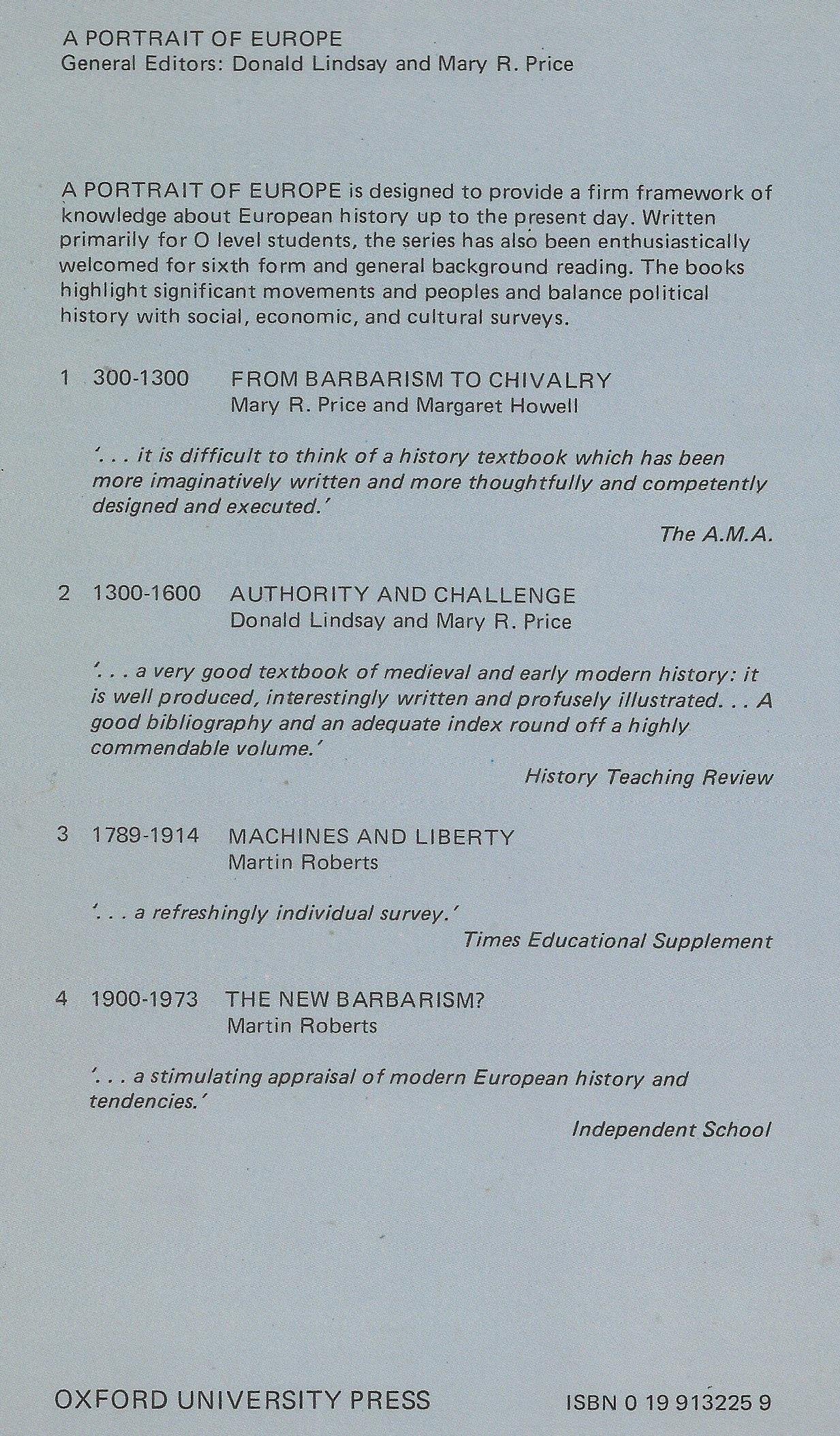 The New Barbarism? 19001973 (A ^APortrait of Europe),Used