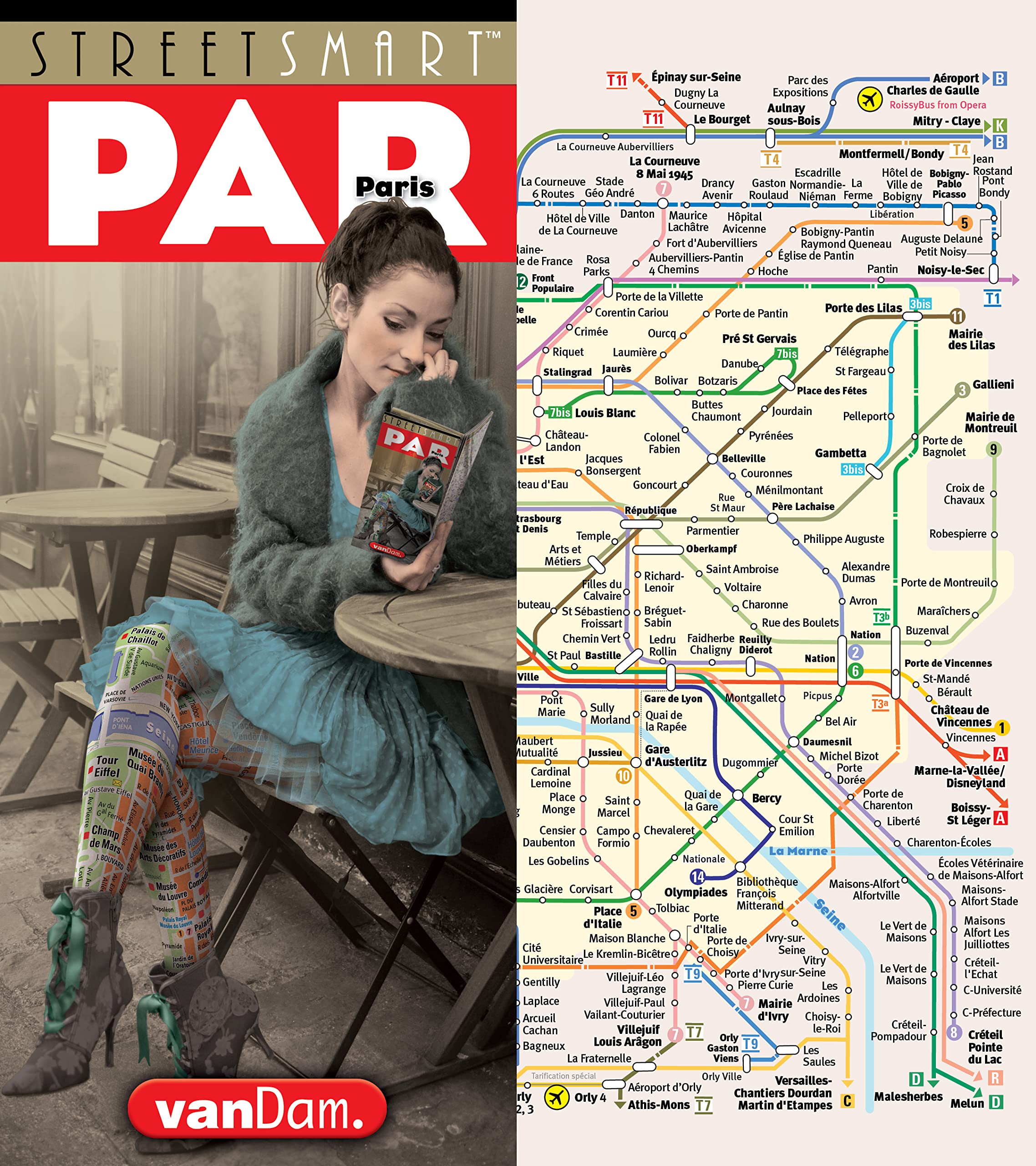 StreetSmart? Paris Map by VanDam  City Street Map of Paris, France  Laminated folding pocket size city travel and Metro map wi,New