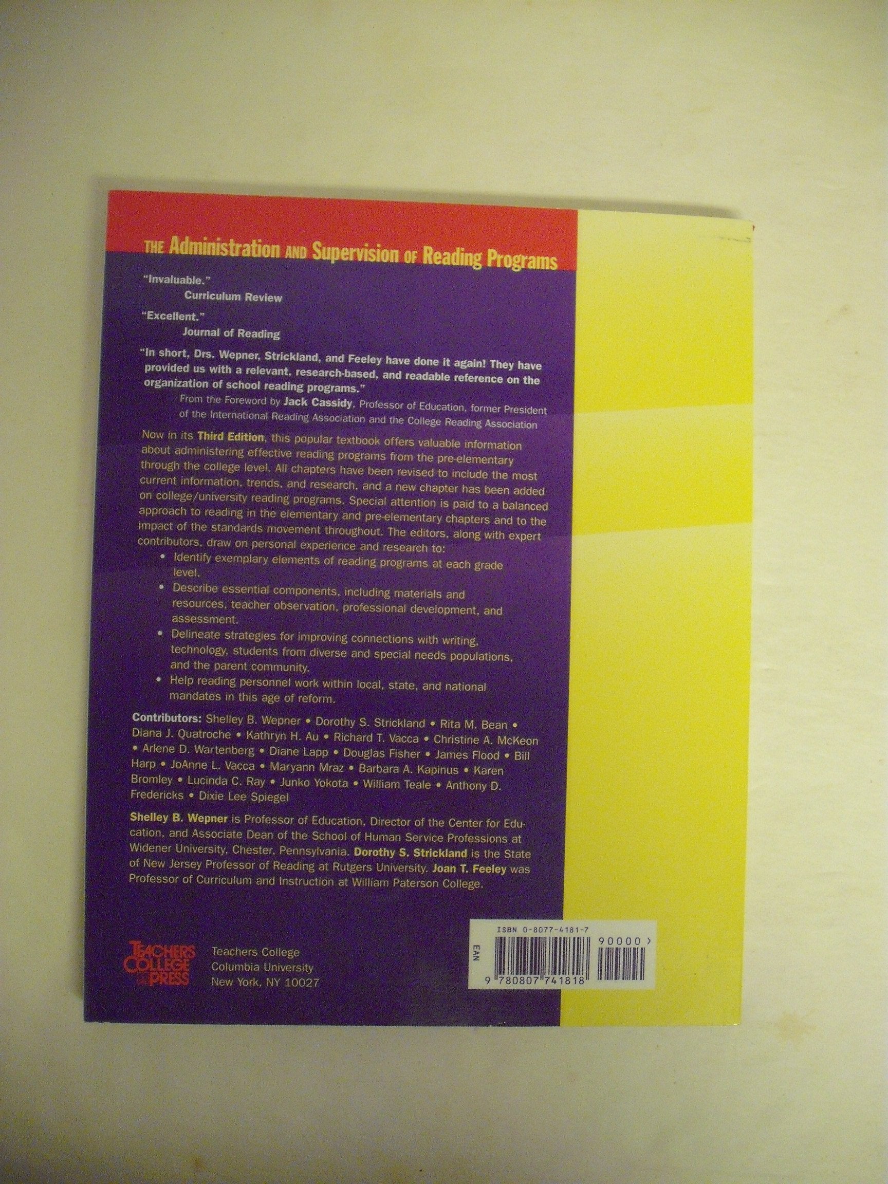 The Administration and Supervision of Reading Programs (Language & Literacy Series),Used