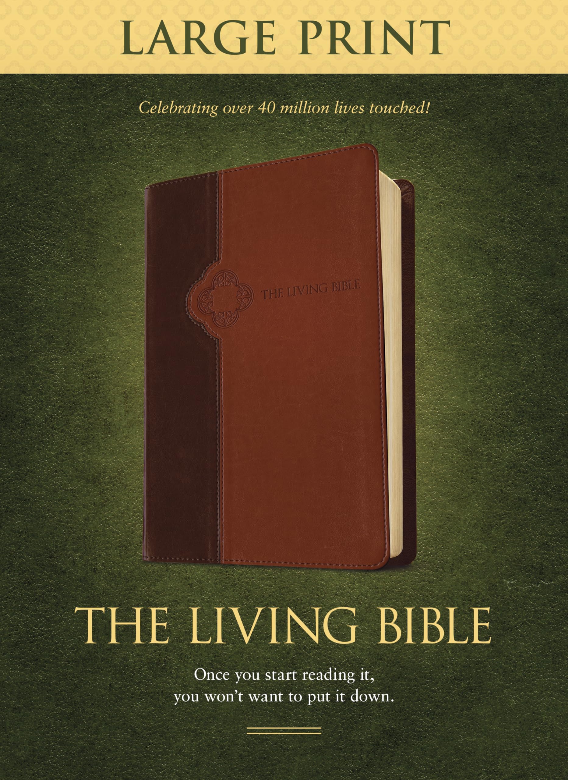 The Living Bible Large Print Edition, TuTone (LeatherLike, Brown/Tan),Used