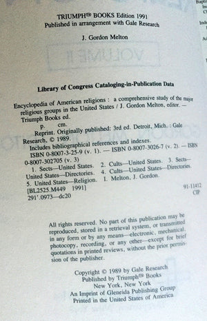 Encyclopedia Of American Religions: A Comprehensive Study Of The Major Religious Groups In The United States