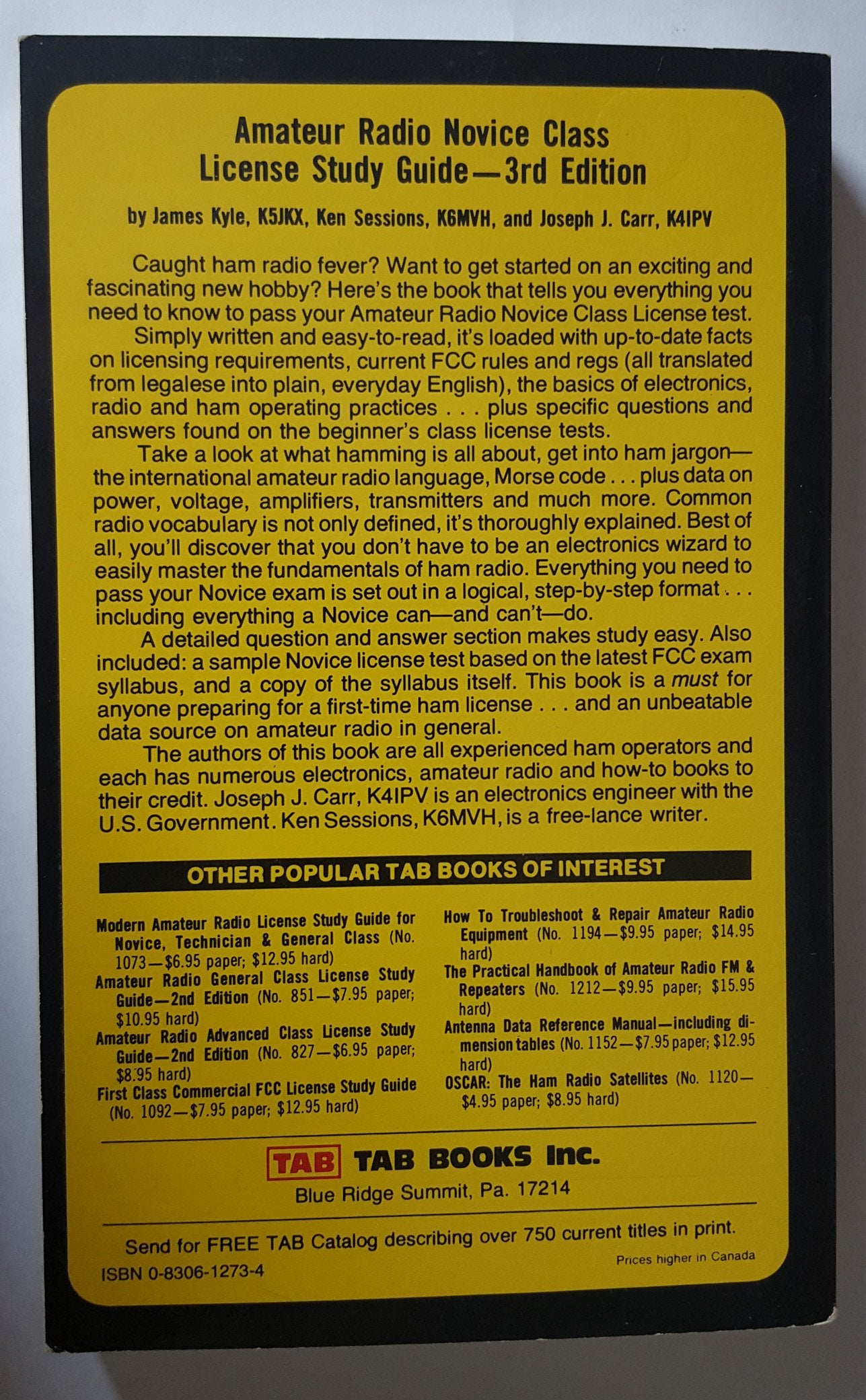 Amateur Radio Novice Class License Study Guide, 3rd Edition,Used