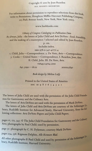 As Always, Julia: The Letters of Julia Child and Avis DeVoto,Used