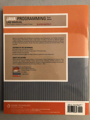 Java Programming Lab Manual: From Problem Analysis To Program Design, 3rd Edition,Used
